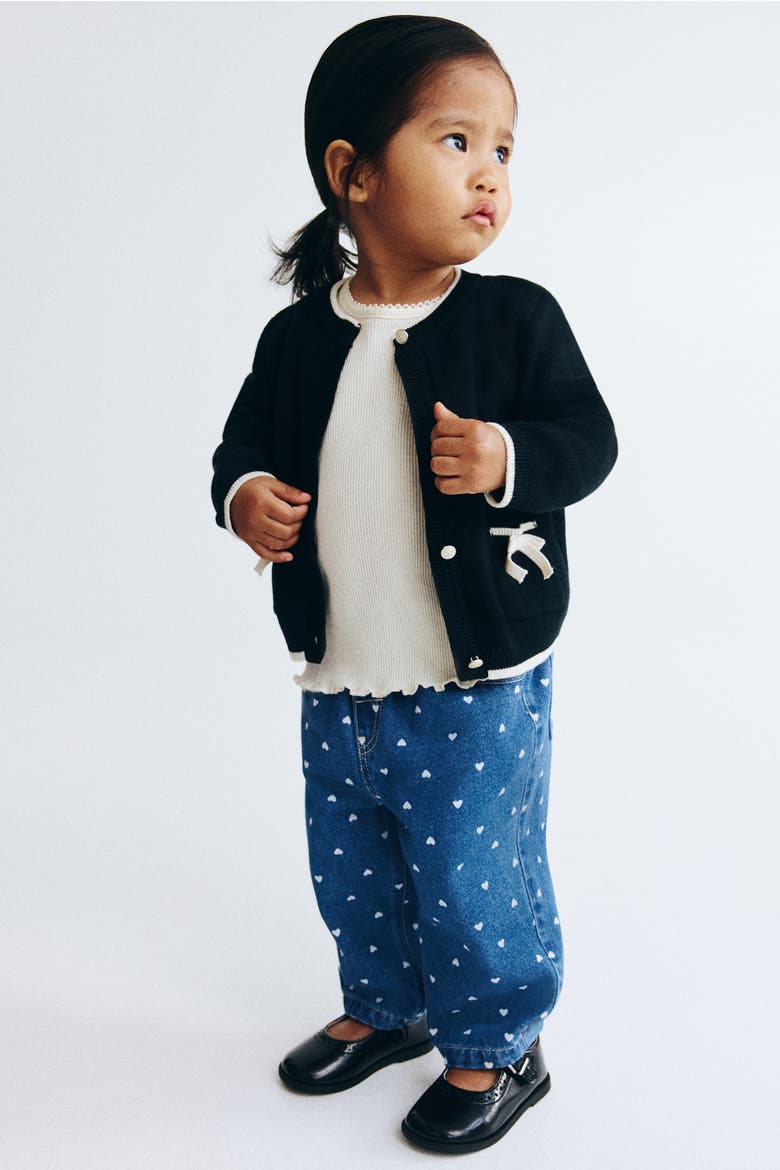 Printed Paper-bag Jeans, Main, color, Denim blue/hearts