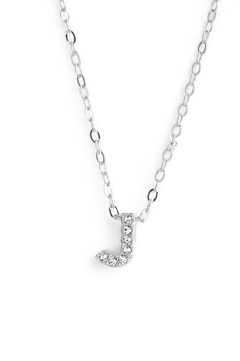 Initial Pendant Necklace, Main, color, J SILVER