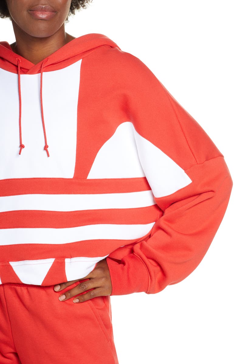 adidas Originals Big Trefoil Crop Hoodie, Alternate, color, 