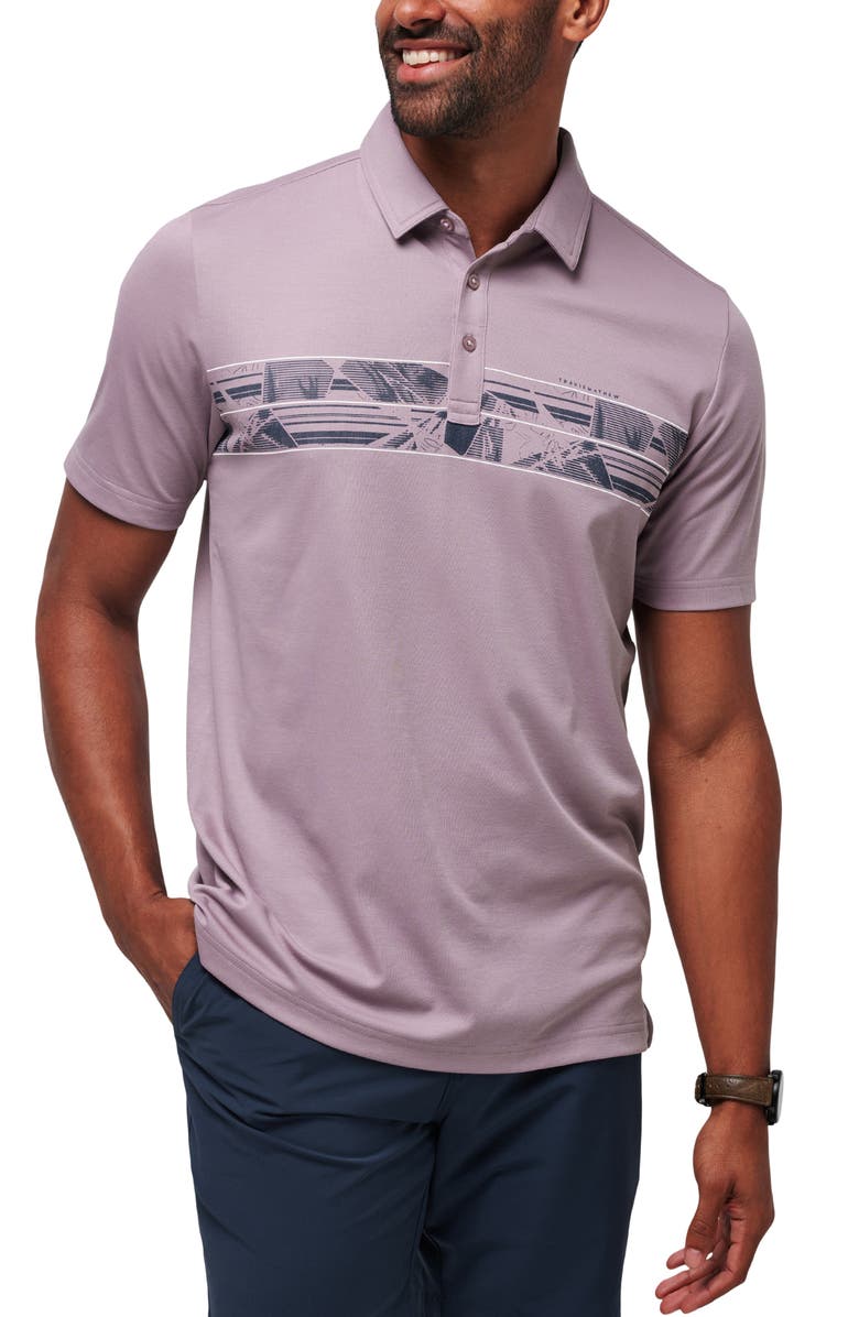TravisMathew Papaya Grove Chest Stripe Polo, Main, color, Elderberry