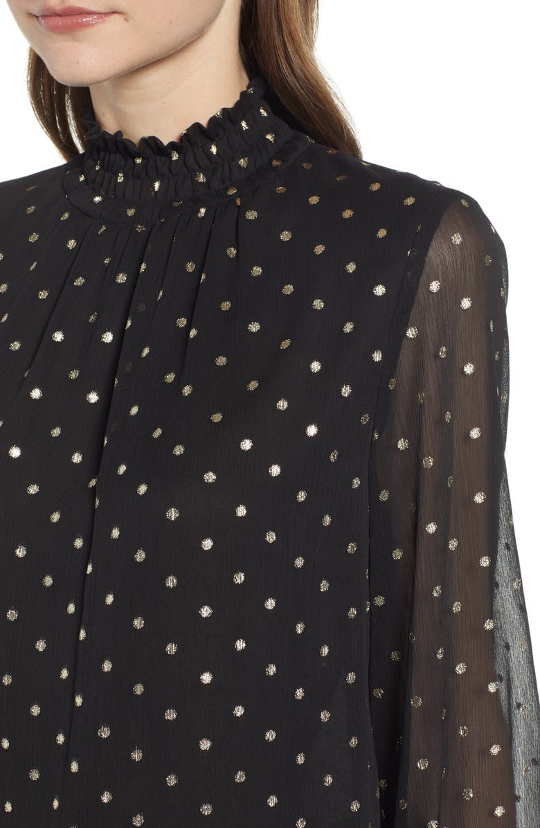 Ming Wang Polka Dot Georgette Blouse, Alternate, color,