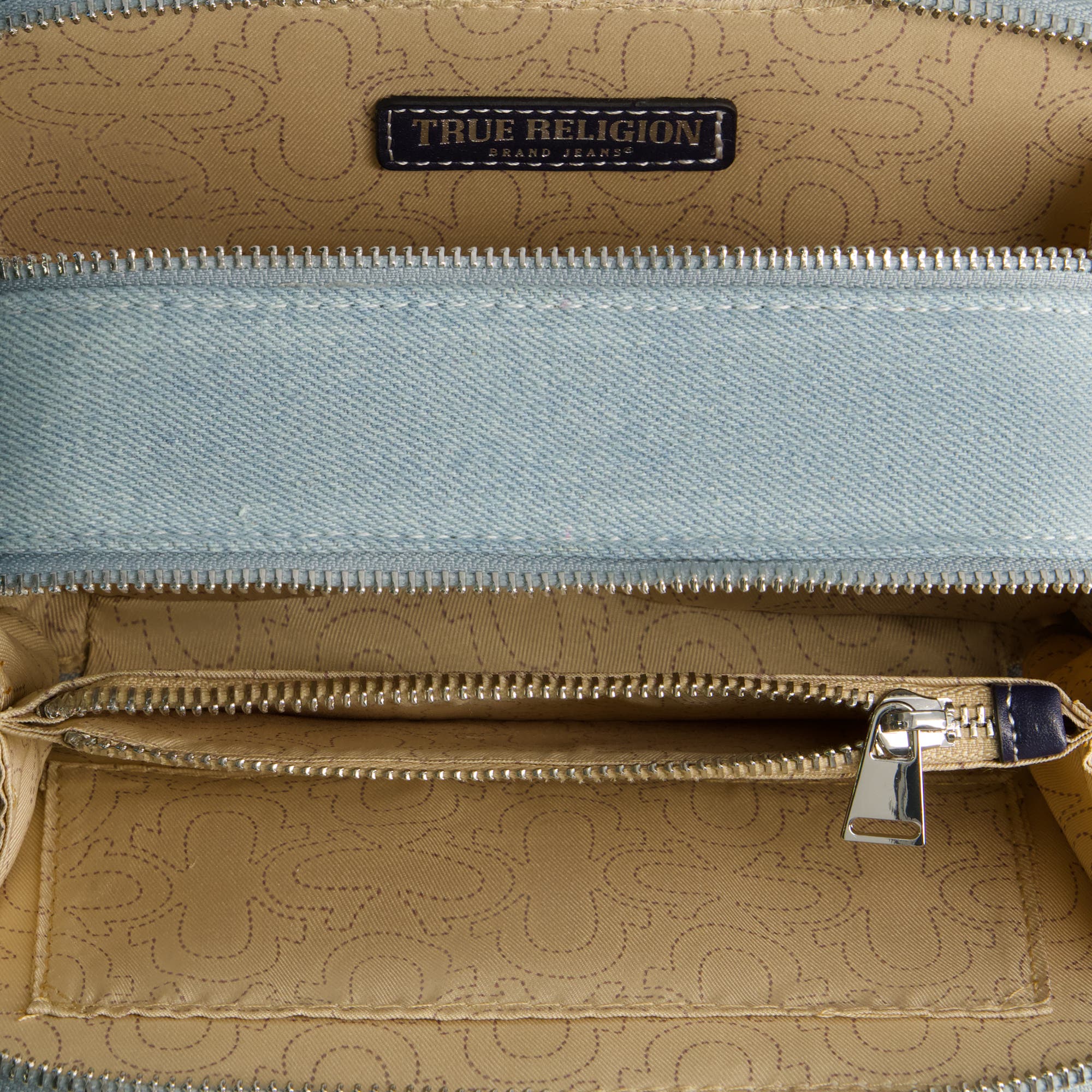 True Religion Studded Denim Camera Bag, Alternate, color, Denim