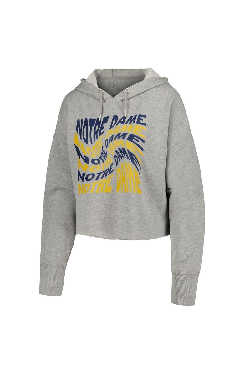 ZOOZATZ Women's ZooZatz Gray Notre Dame Fighting Irish Swirl Cropped Pullover Hoodie, Alternate, color, 