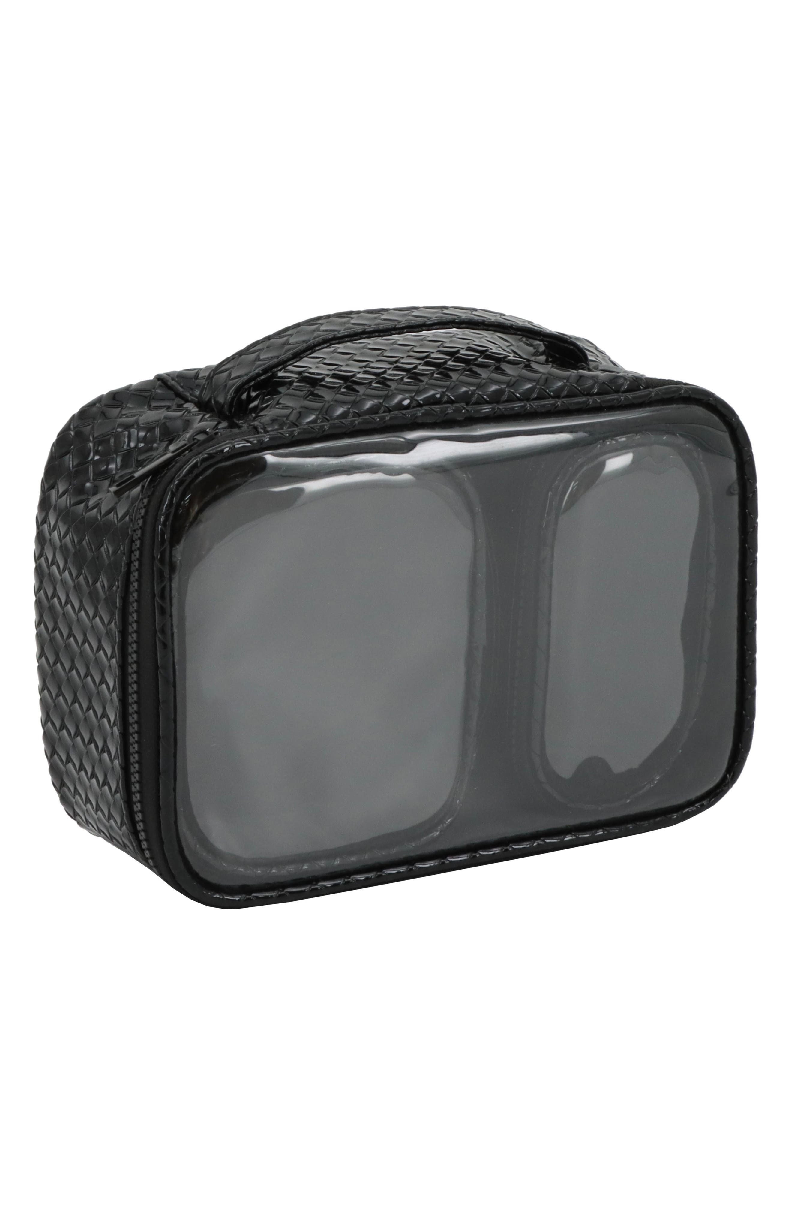 Set of 3 Cosmetic Bags, Alternate, color, BLACK