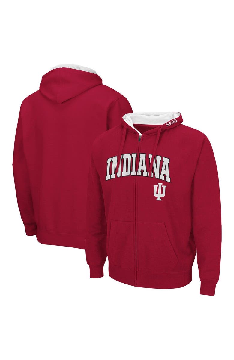 COLOSSEUM Men's Colosseum Crimson Indiana Hoosiers Arch & Logo 3.0 Full-Zip Hoodie, Main, color, Crimson