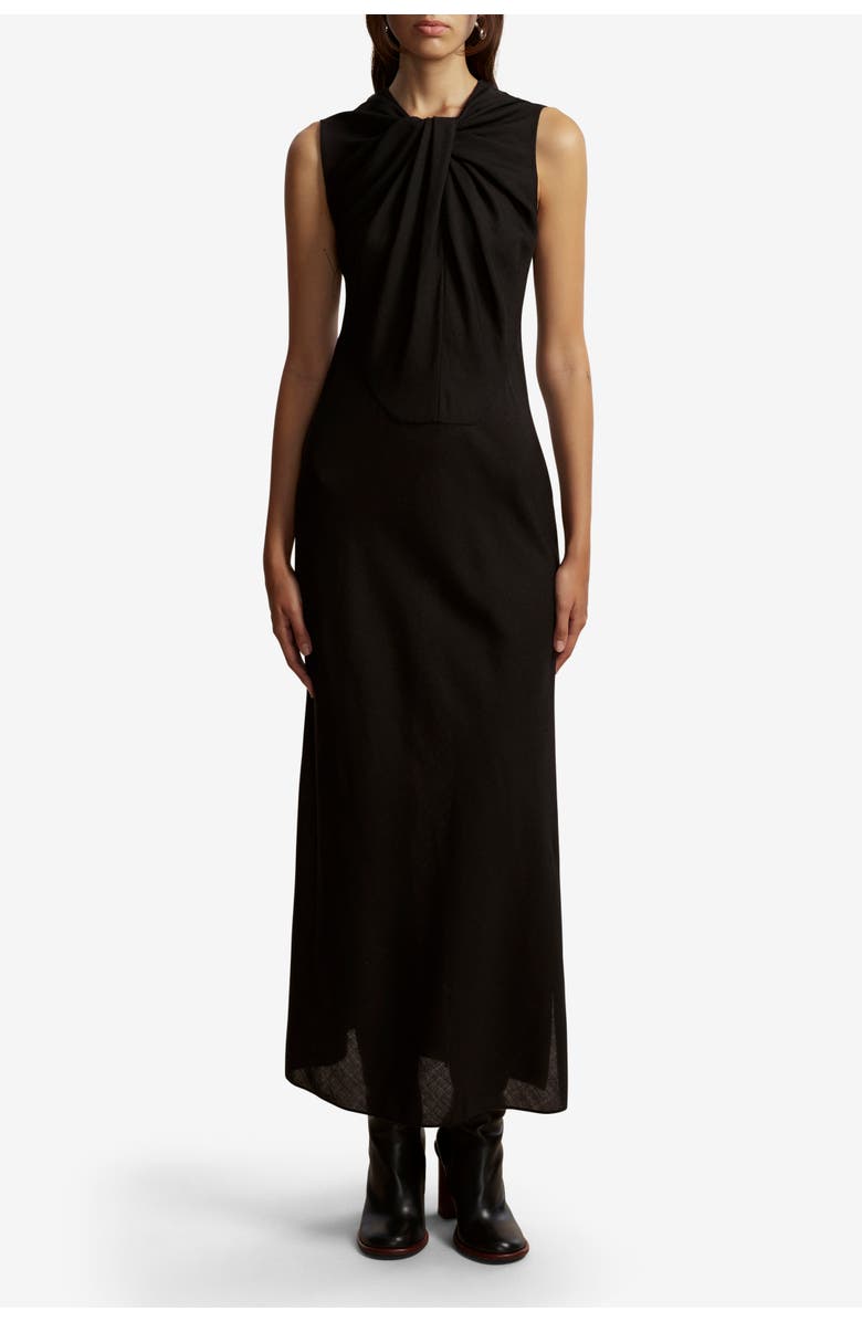 Marina Moscone Lightweight Wool Twist Panelled Dress, Main, color, Black