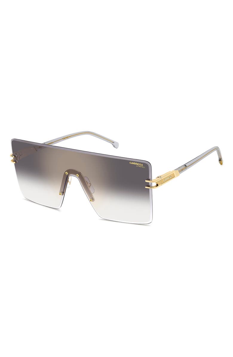 Carrera Eyewear 99mm Shield Mask Sunglasses, Alternate, color, Gold Grey/ Grey Sf Gd Sp