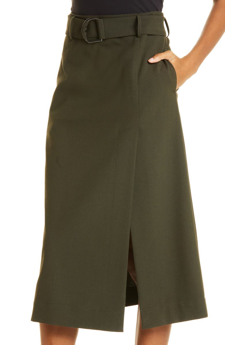 JASON WU Belted Side Slit Skirt, Alternate, color, Deep Rosemary