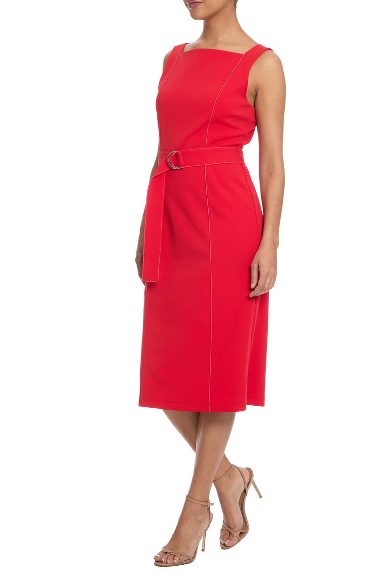 Belted Midi Dress, Alternate, color, RIBBON RED