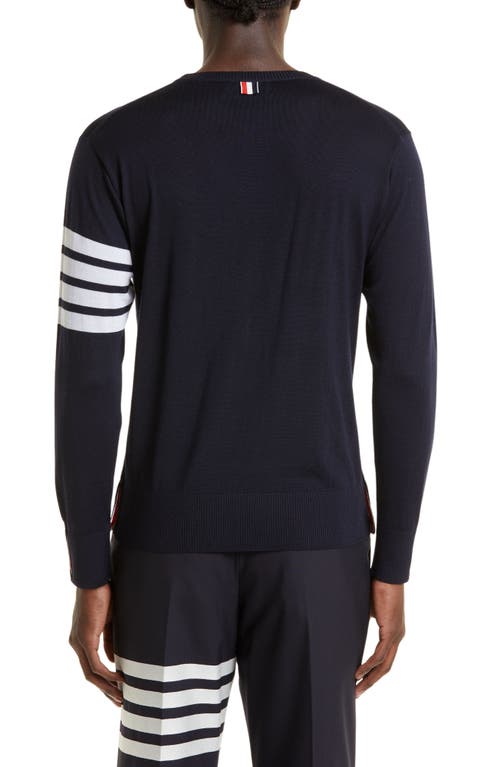 Thom Browne 4-bar Merino Wool Sweater In Blue