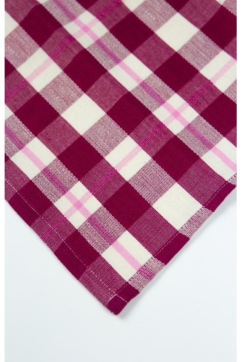 Abigail Cranberry Handwoven Cotton Plaid Napkins, Set of 4, Alternate, color, Burgundy