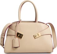 FERRAGAMO Small Hug Leather Top Handle Bag
