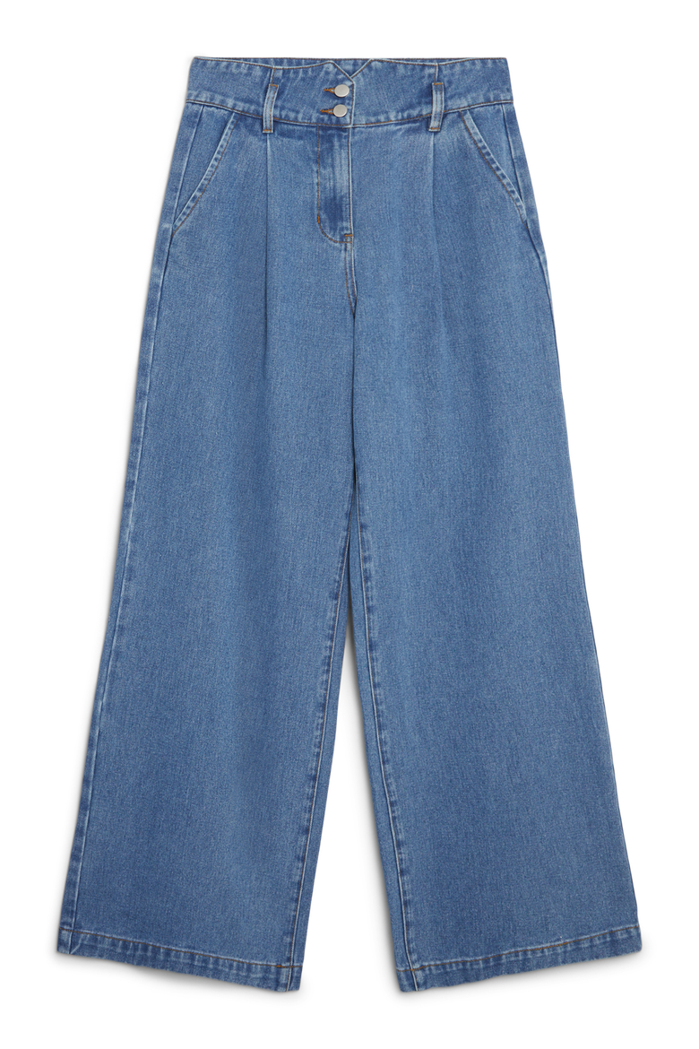 High Waisted Denim Wide Leg Jeans, Alternate, color, Mid Blue