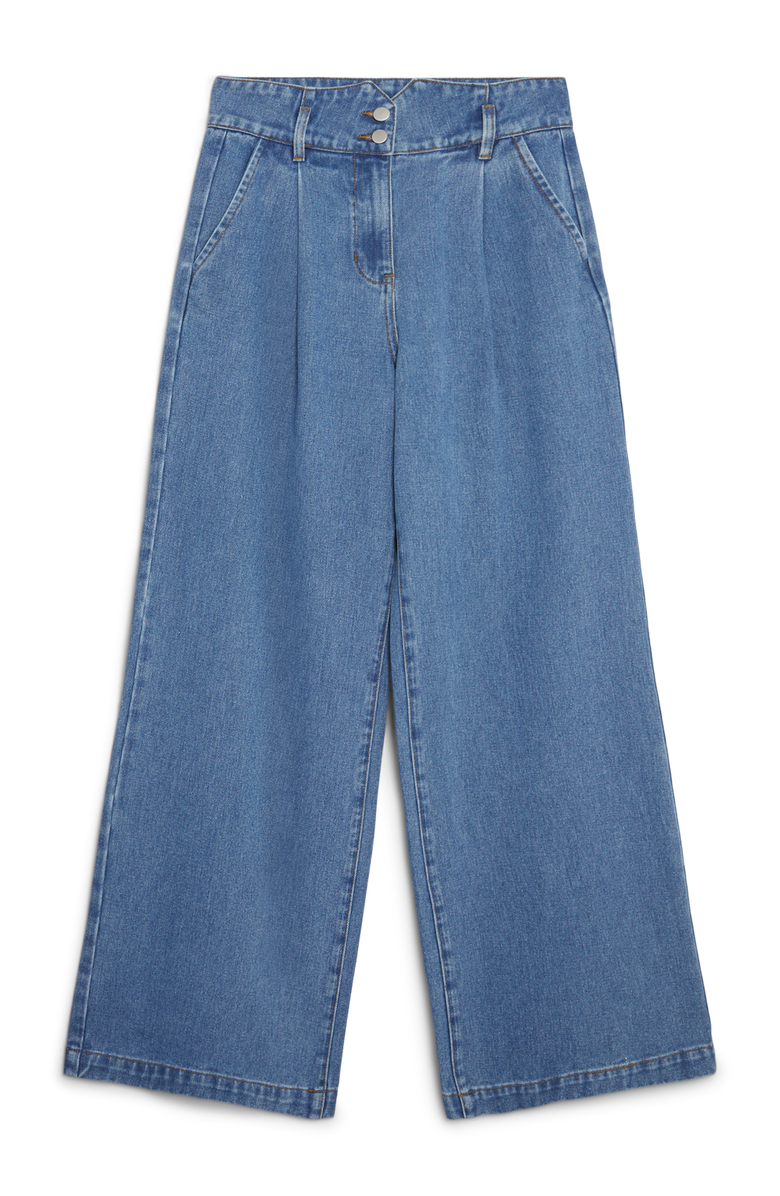 Karen Millen Denim Wide Leg Trousers, Alternate, color, Mid Blue