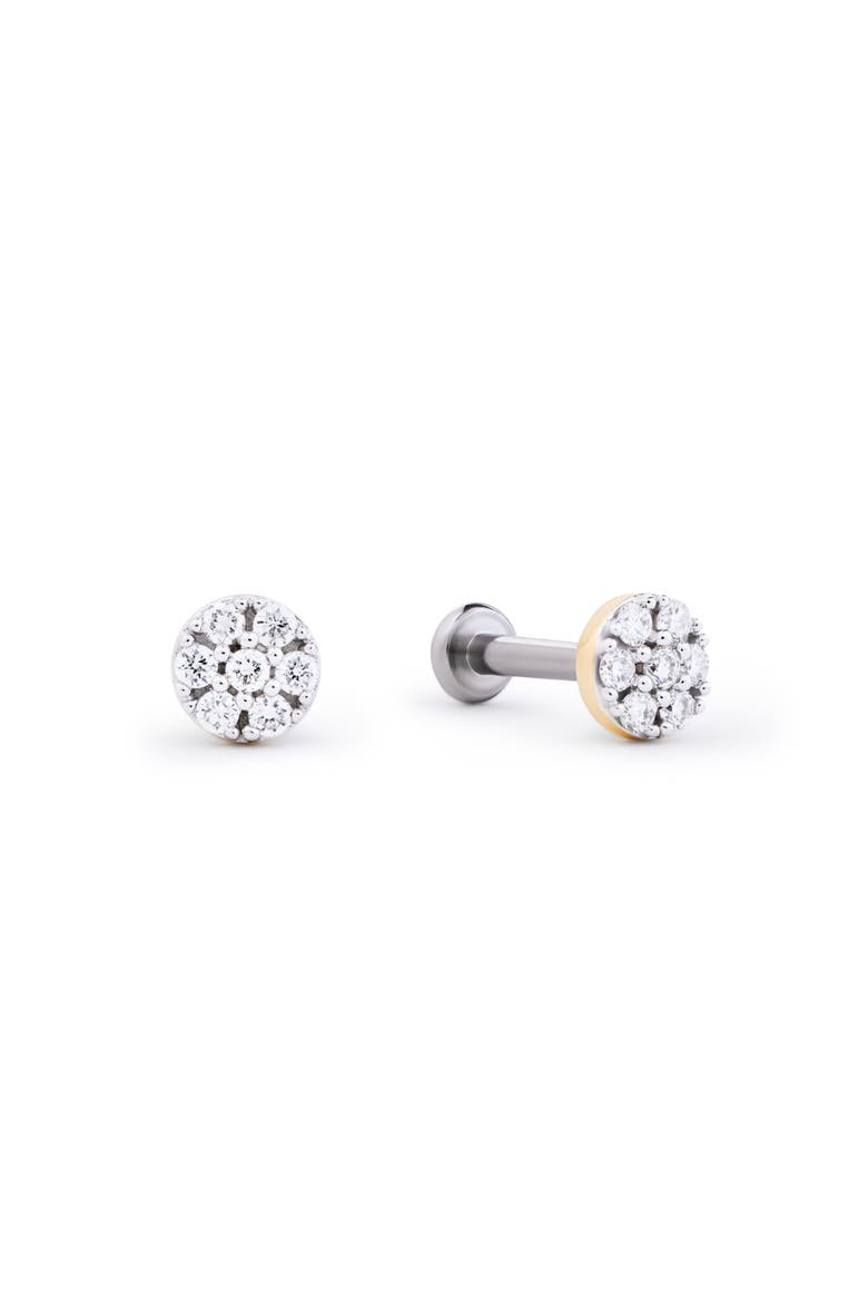 Solid Yellow Gold - Diamond Circle Flatback Studs, Main, color, Gold