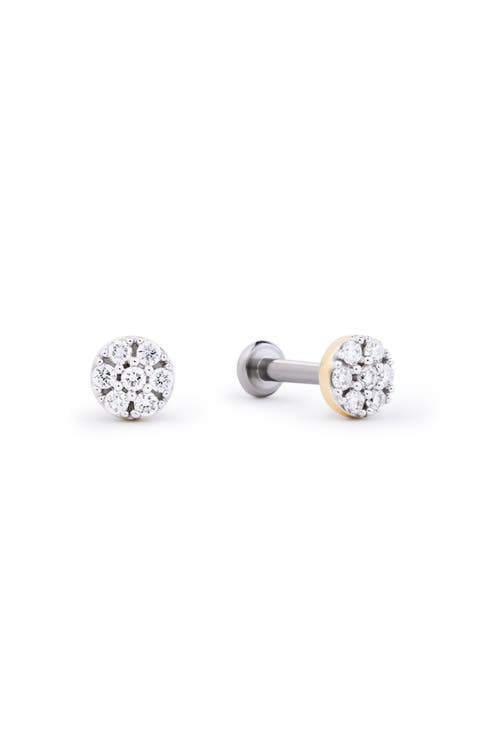 Solid Yellow Gold - Diamond Circle Flatback Studs