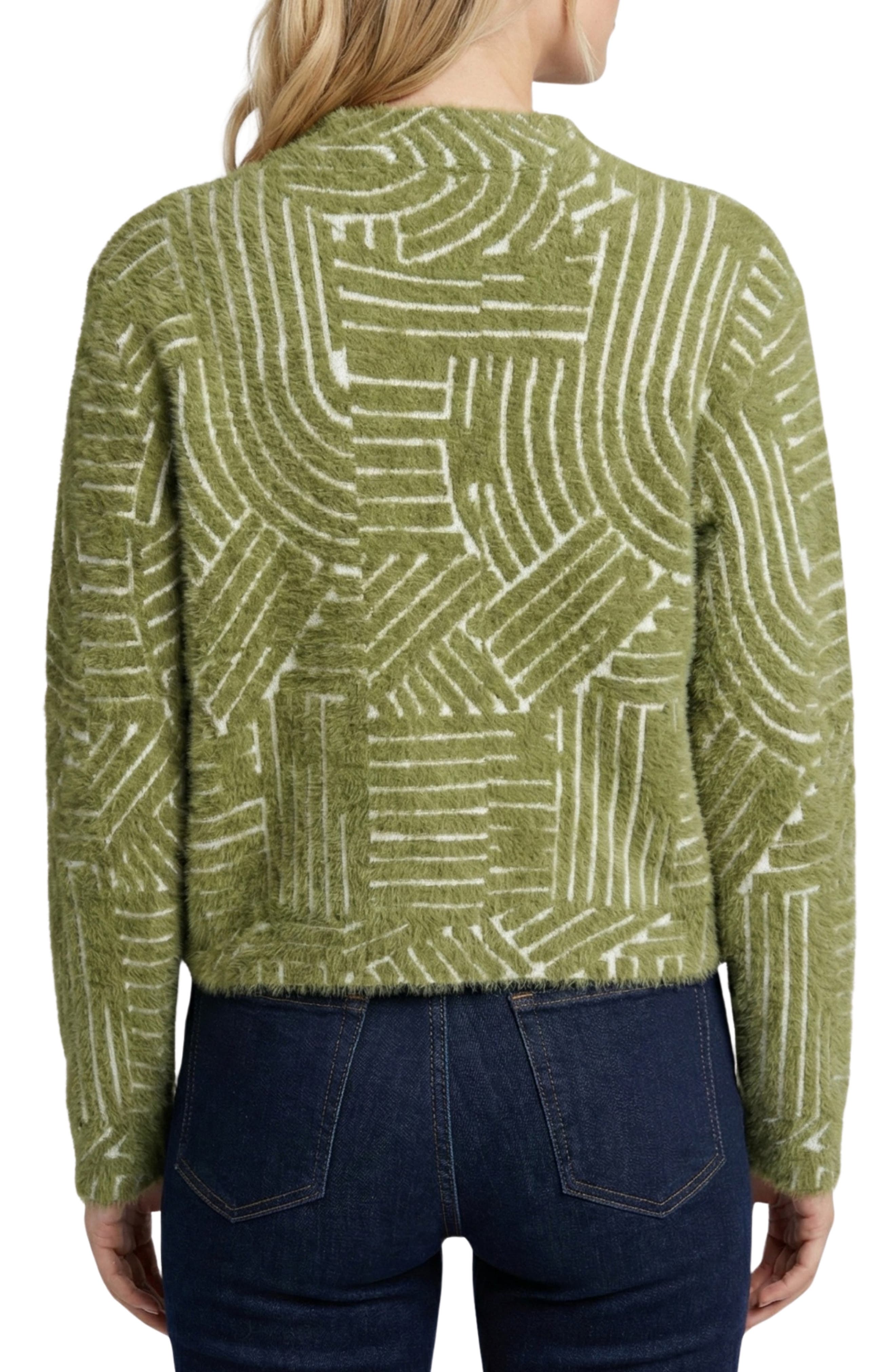 APNY Abstract Line Grid Cropped Cardigan (Women) | Nordstrom