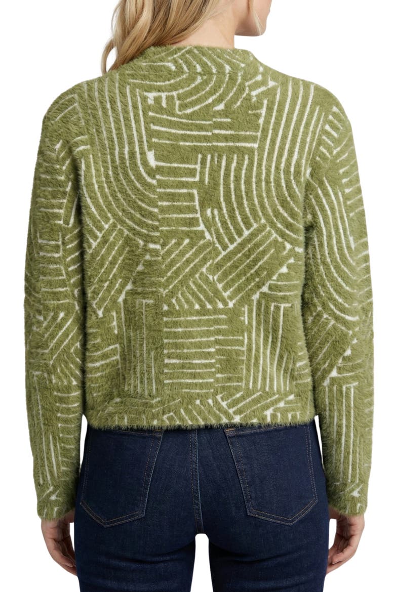 Abstract Line Grid Cropped Cardigan, Alternate, color, OLIVE GROVE
