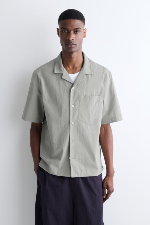 Camp-collar Cotton Shirt