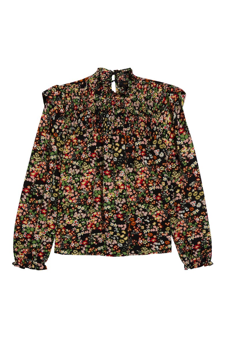 Malta Wildflower Smocked Top, Alternate, color, BLACK-MULTI-FLORAL