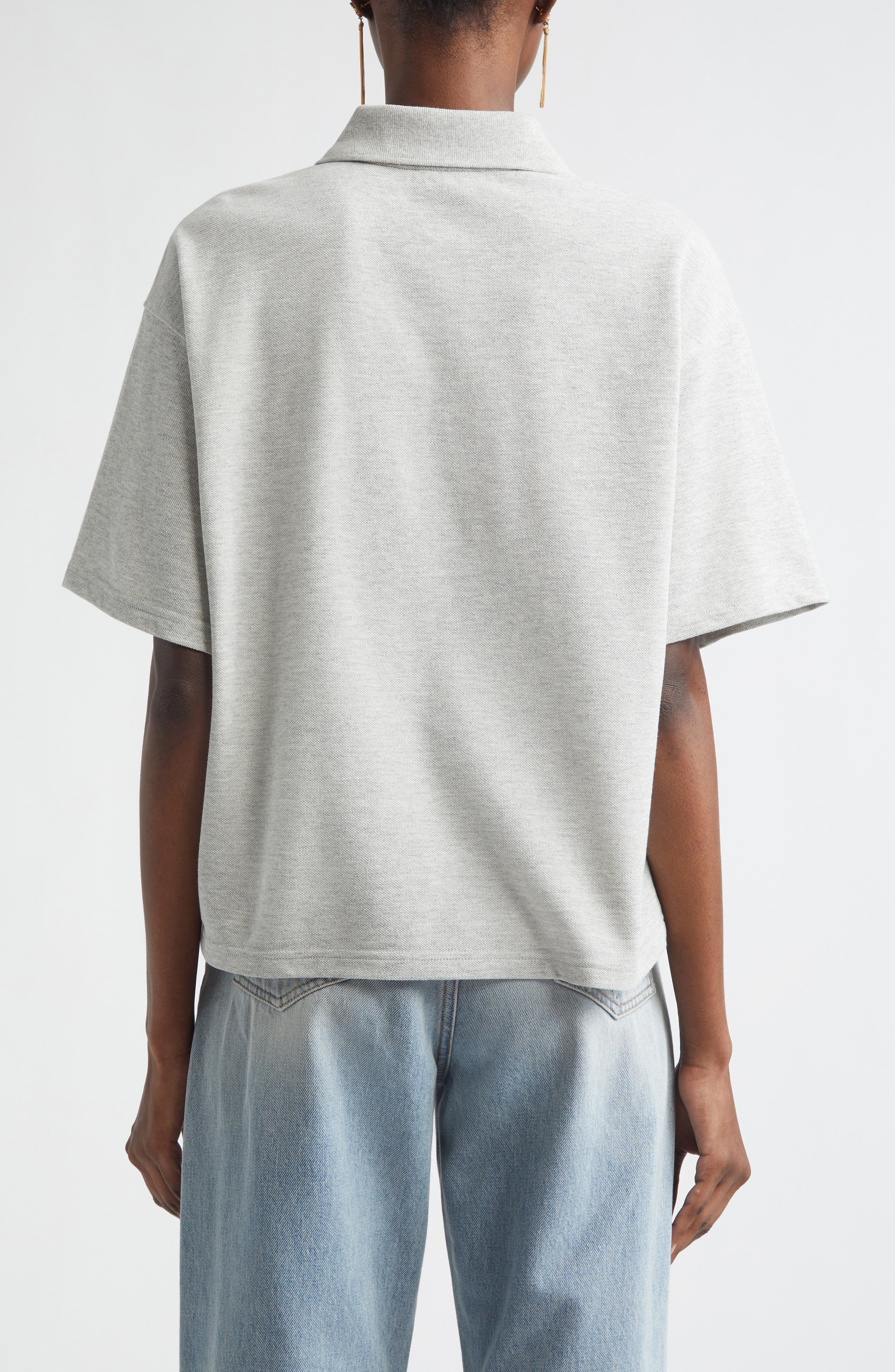Oversize Cotton Blend Pique Polo - image 4