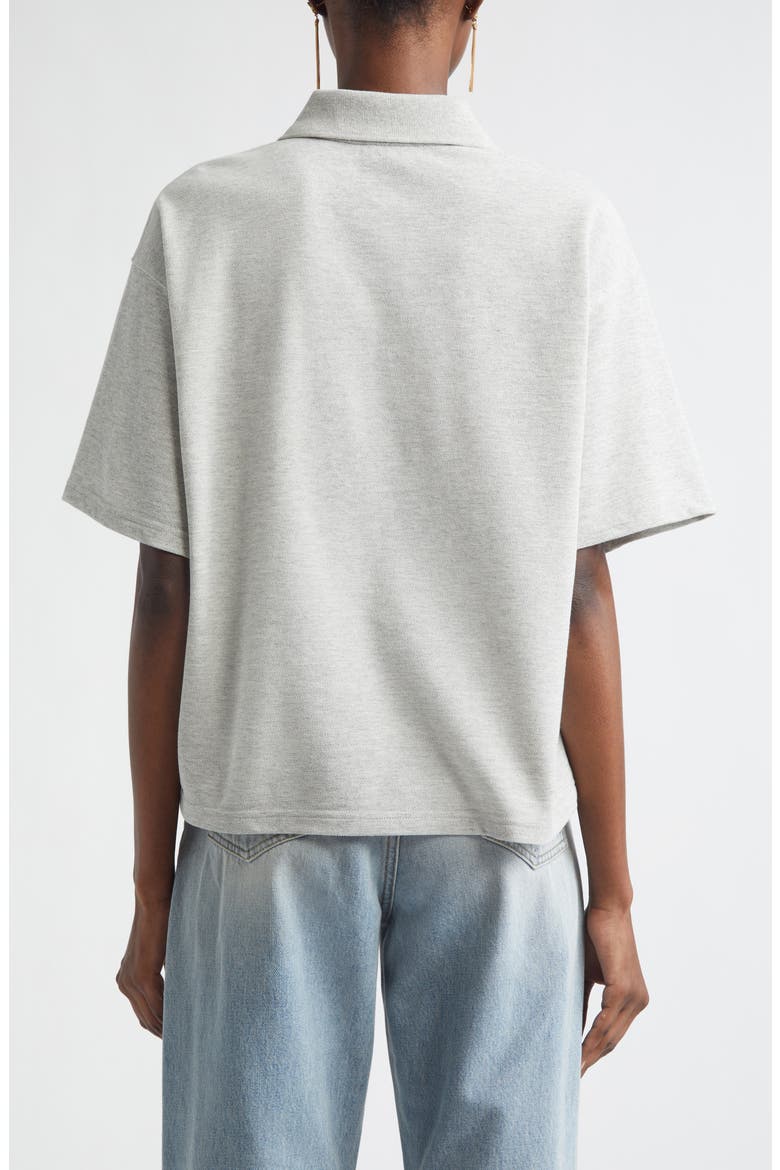 Oversize Cotton Blend Piqué Polo, Alternate, color, GRIS CHINE