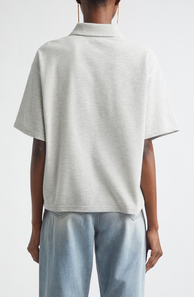 Saint Laurent Oversize Cotton Blend Piqué Polo, Alternate, color, Gris Chine