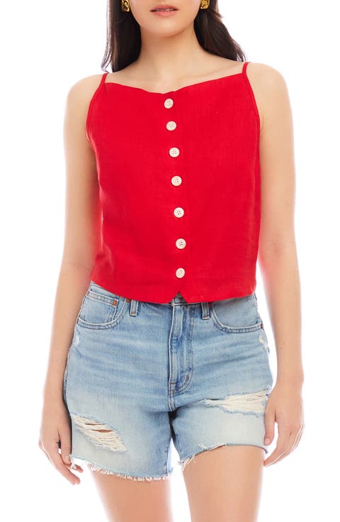 Elis Linen Button-Up Top