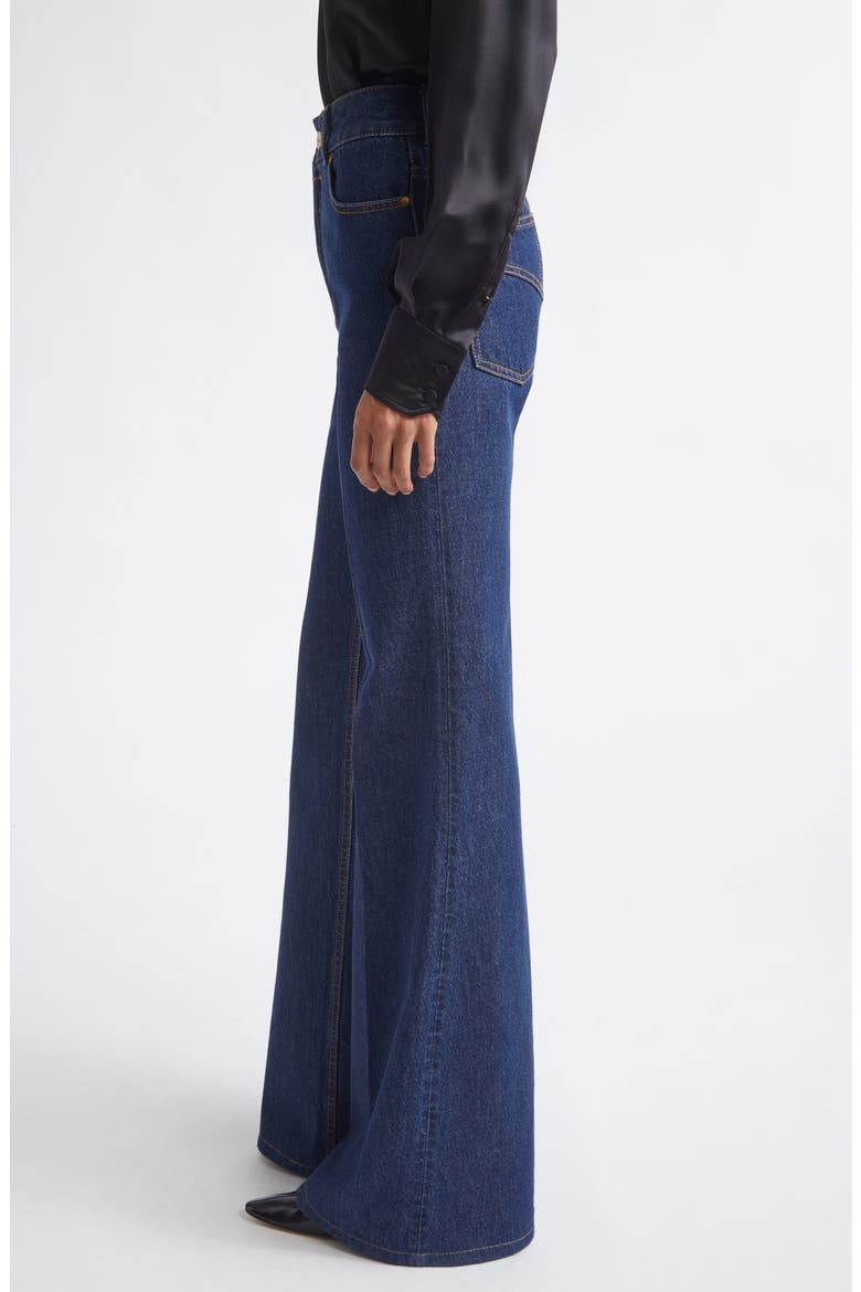 High Waist Slim Stretch Denim Flare Jeans, Alternate, color, HARBOUR BLUE