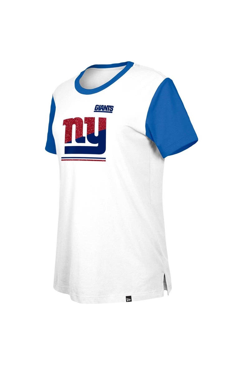 Women's New Era  White/Royal New York Giants Third Down Colorblock T-Shirt, Alternate, color, White