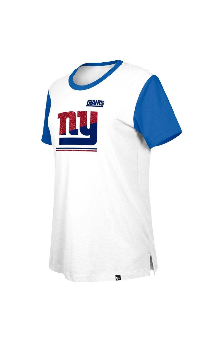New Era Women's New Era White/Royal New York Giants Third Down Colorblock T-Shirt, Alternate, color, White