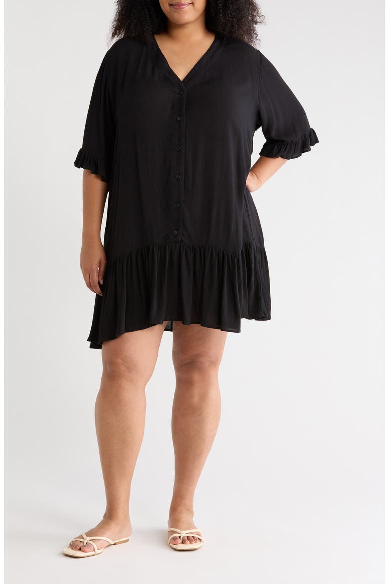 Ruffle Cover-Up Dress, Main, color, BLACK