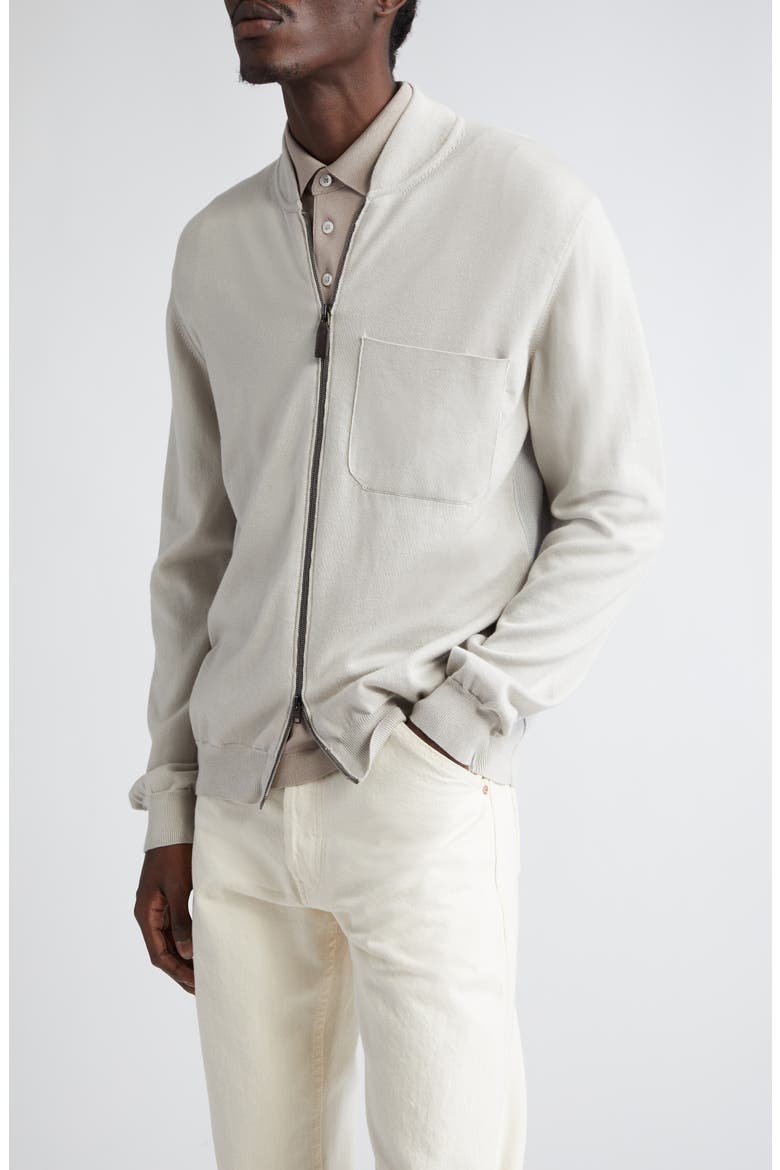 Cotton Knit Zip Cardigan, Alternate, color, 1315 STONE