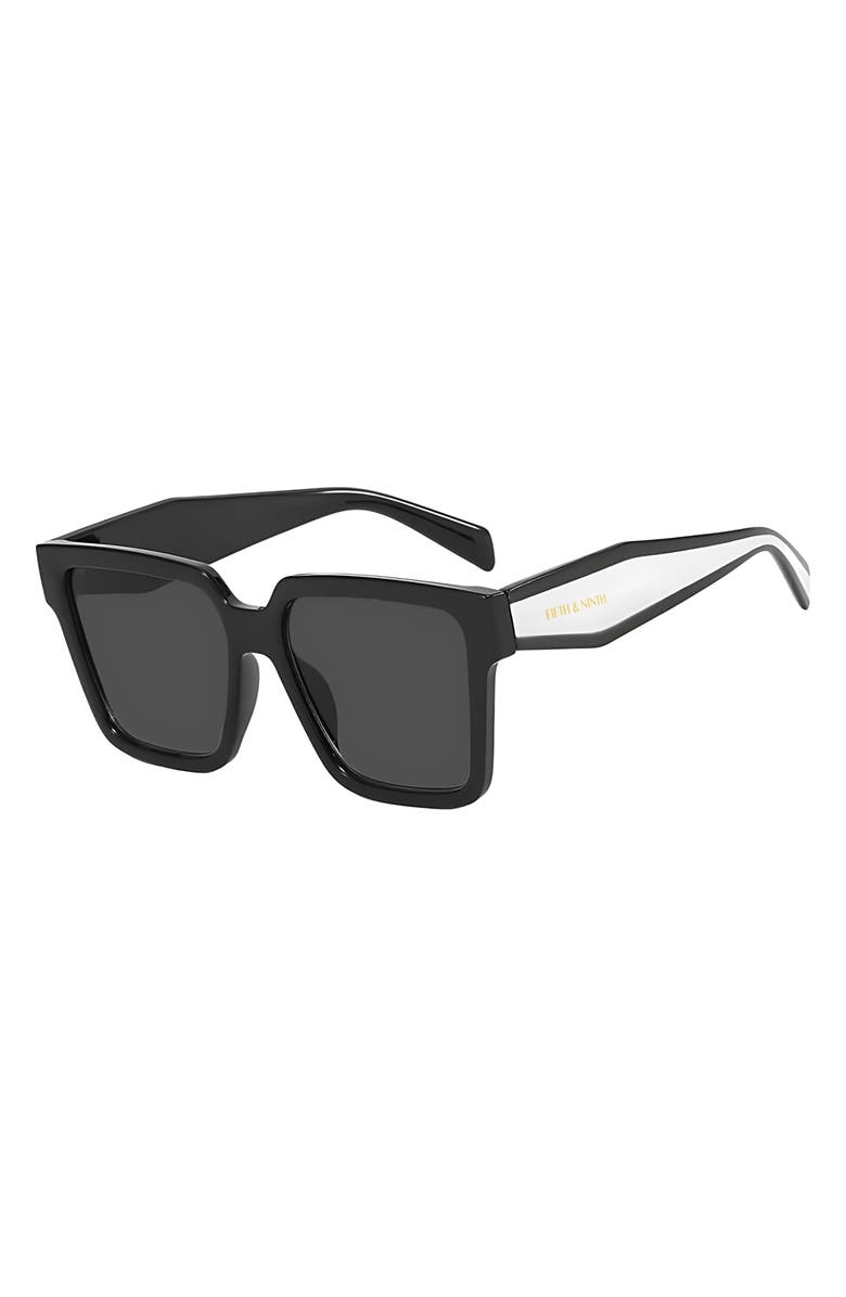 Fifth & Ninth West 62mm Oversize Polarized Square Sunglasses, Alternate, color, Black/ Black