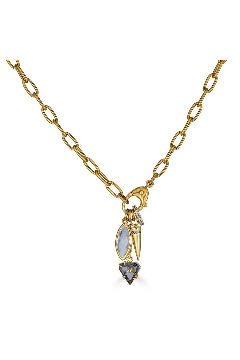 Marquise & Spike Drop Necklace, Alternate, color, Gold
