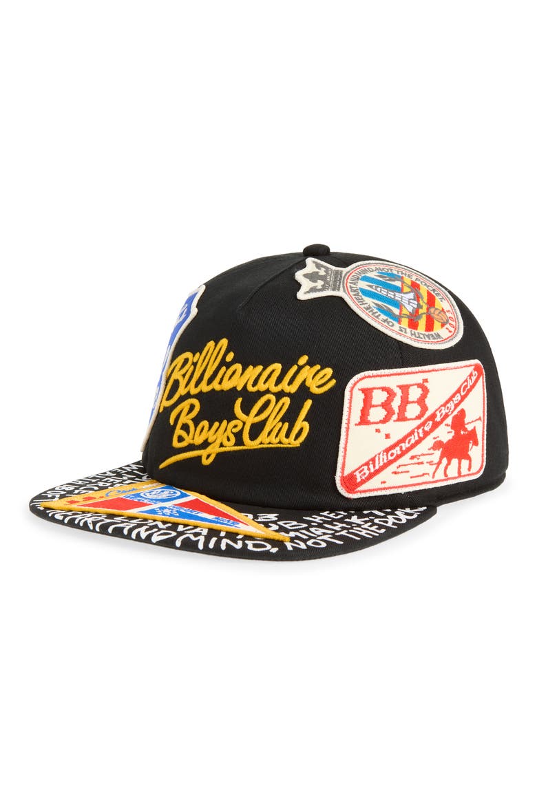 Helmet Embroidered Snapback Cap, Main, color, BLACK