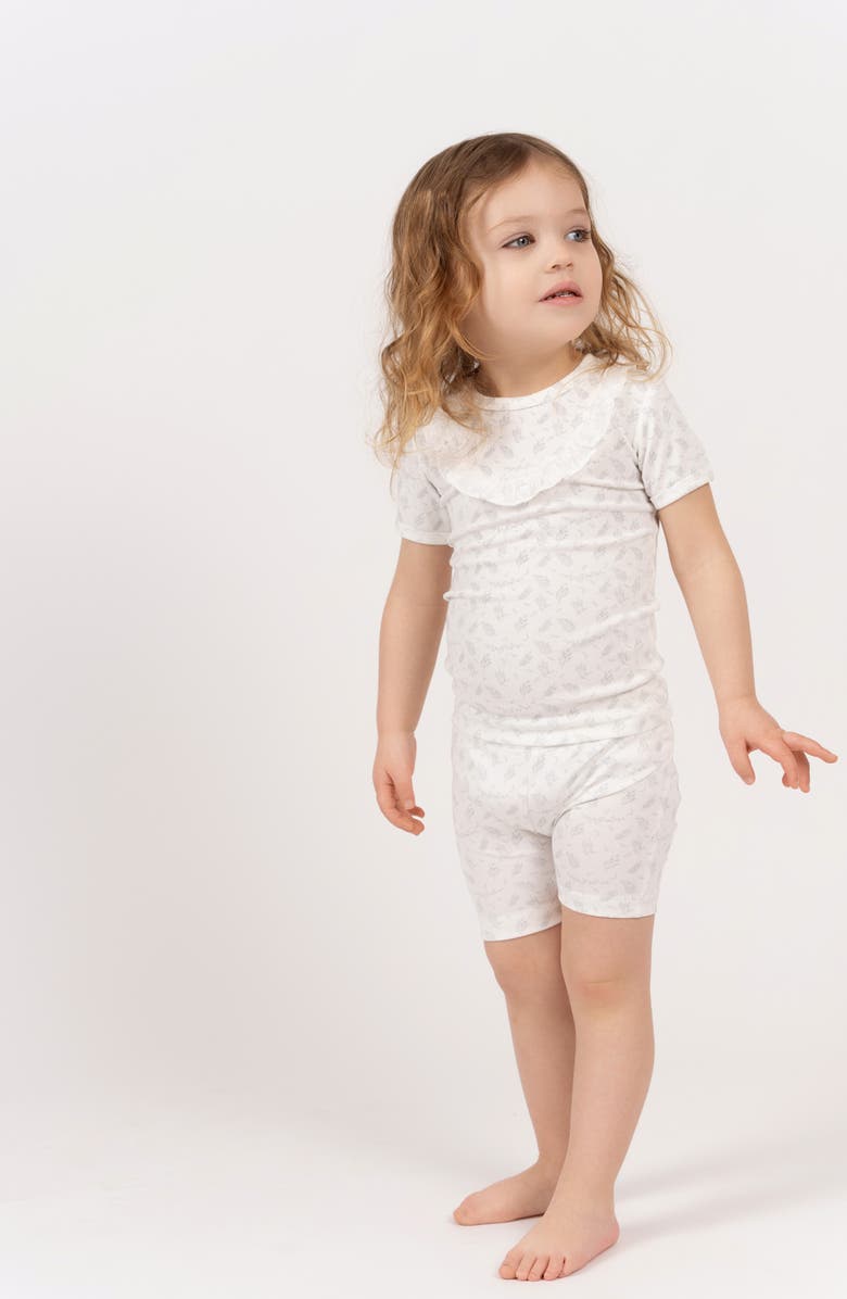 Manière Kids' Leaves & Branches Cotton Blend Top & Shorts Set, Alternate, color, White