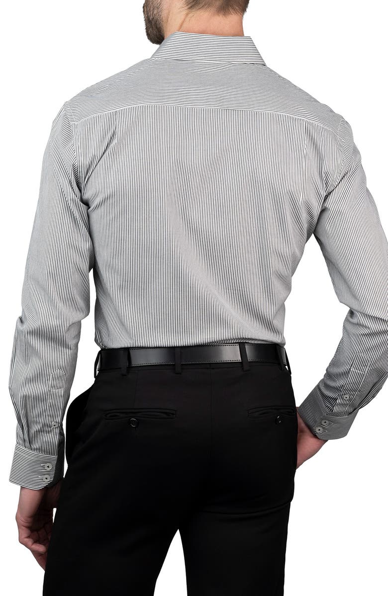 KARL LAGERFELD Trim Fit Stripe Cotton Dress Shirt, Alternate, color, Black White