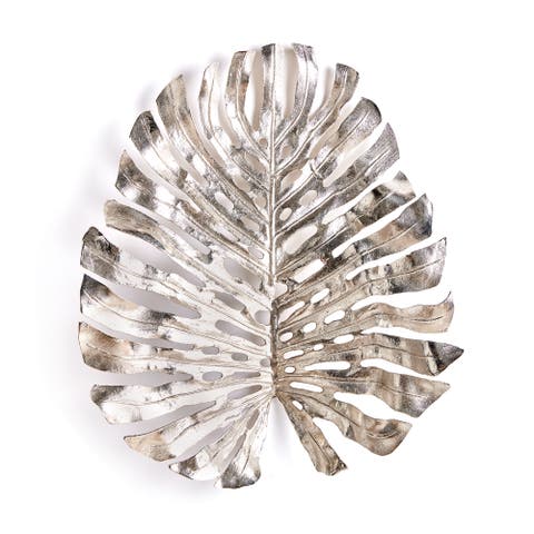 Monstera in Silver Wall Sculpture Art Large