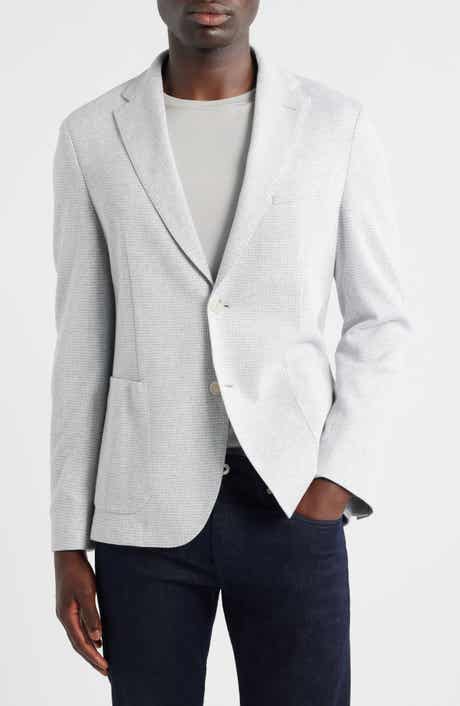 BOSS Hanry Slim Fit Microcheck Knit Cotton Blend Sport Coat