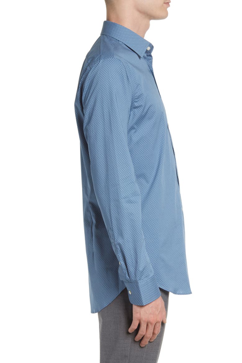 Extra Trim Fit Neat Non-Iron Cotton Dress Shirt, Alternate, color, BLUE CAPTAIN LUXE TRIDOTS