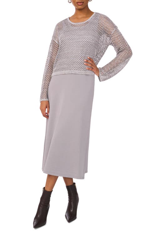 Sleeveless Shift Dress & Sheer Sweater Set