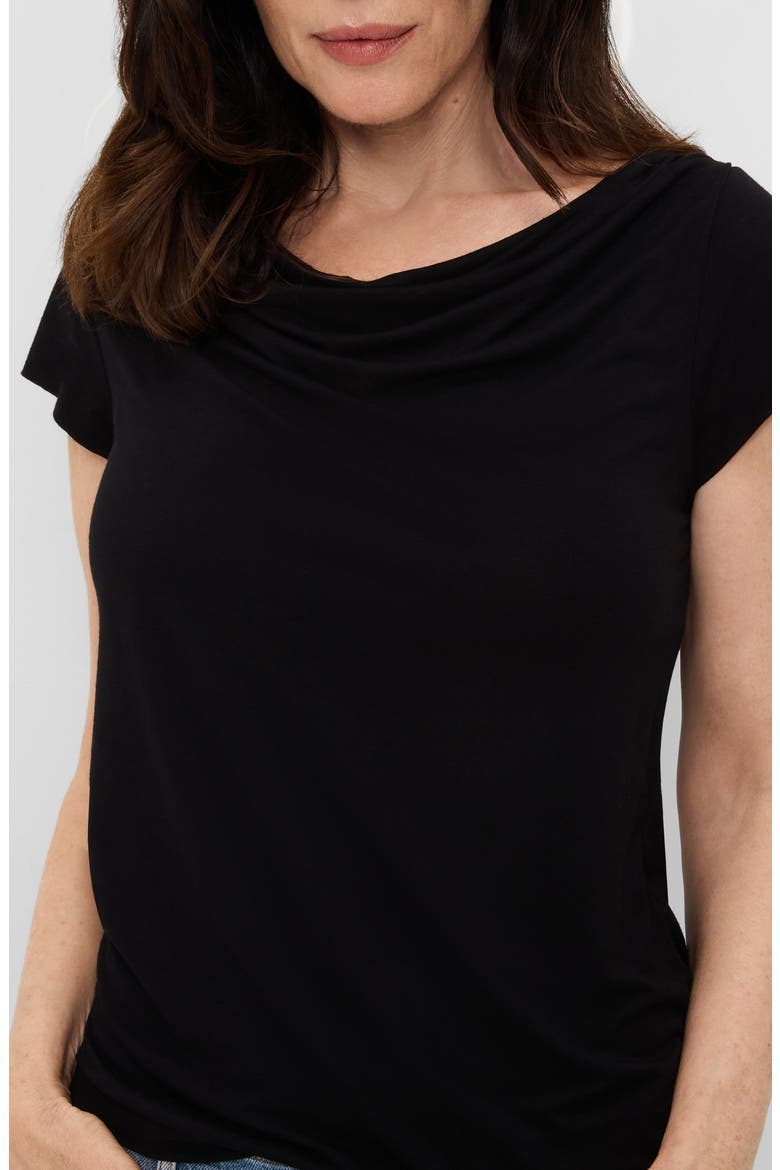 Desiree Cowl Neck Tee, Alternate, color, BLACK