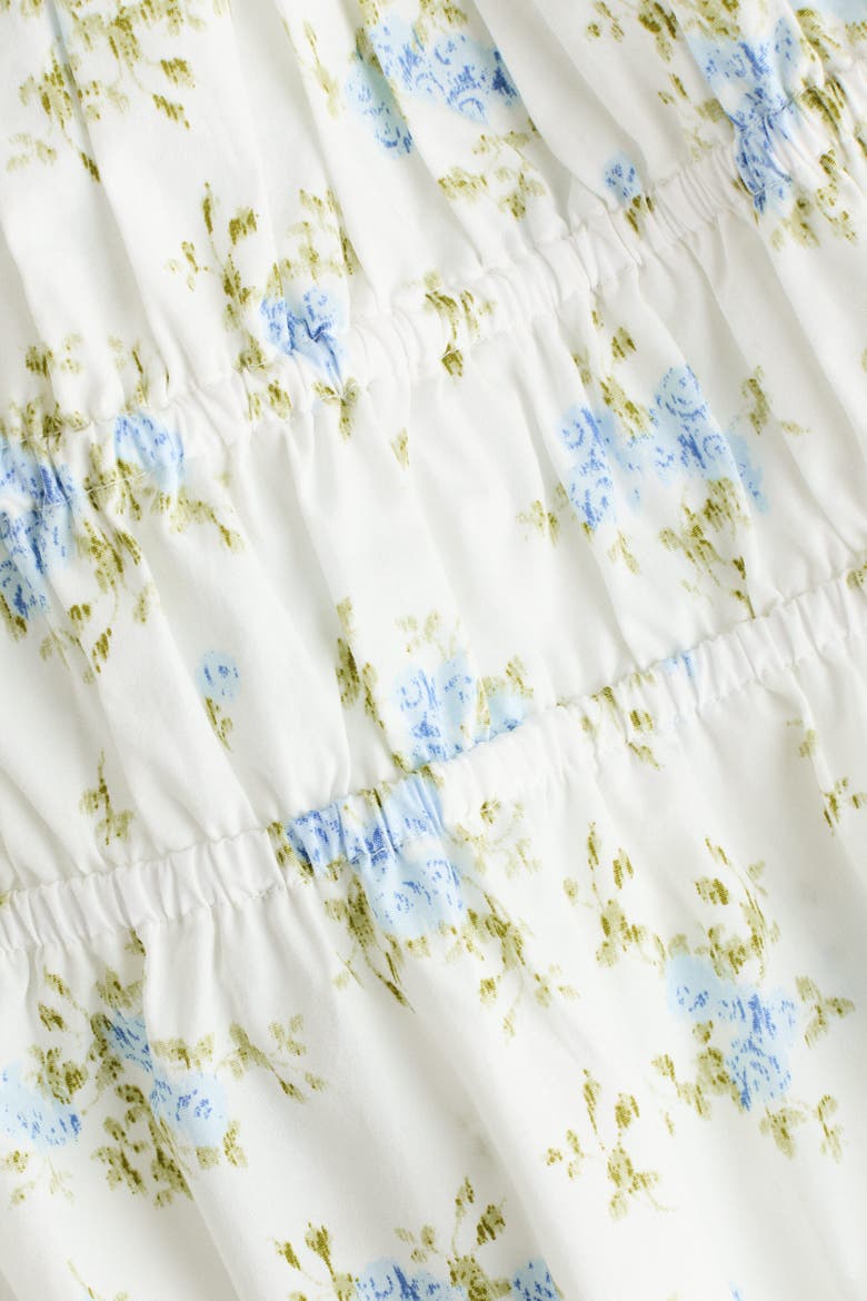 Puff-sleeved Poplin Dress, Alternate, color, Cream/floral