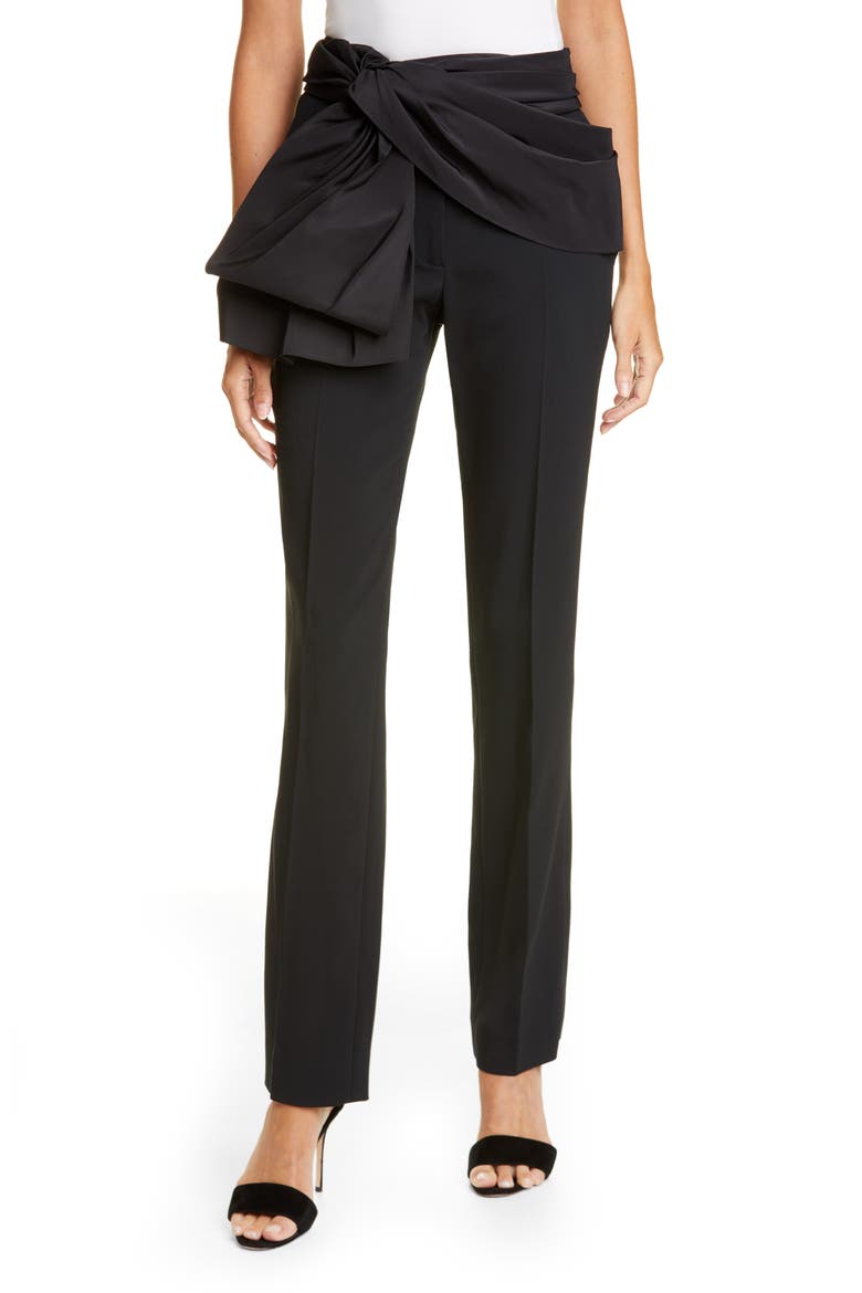 Tie Belt Straight Leg Pants, Main, color, BLACK/ BLACK