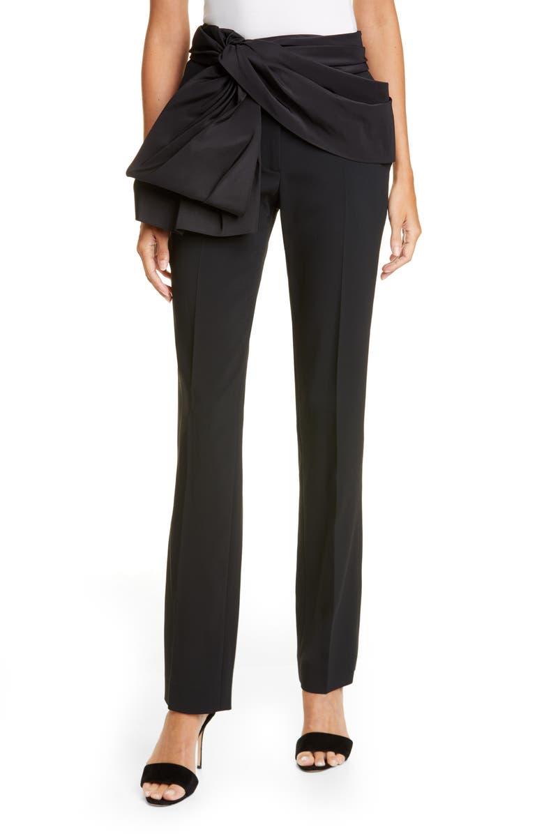 Carolina Herrera Tie Belt Straight Leg Pants, Main, color,