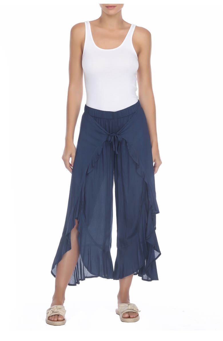 BOHO ME Ruffle Waist Tie Wide Leg Pants, Alternate, color,
