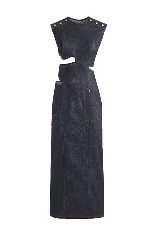 Jendue Harvey Deep Blue Asymmetric Cut Out Dress In Deep Blue