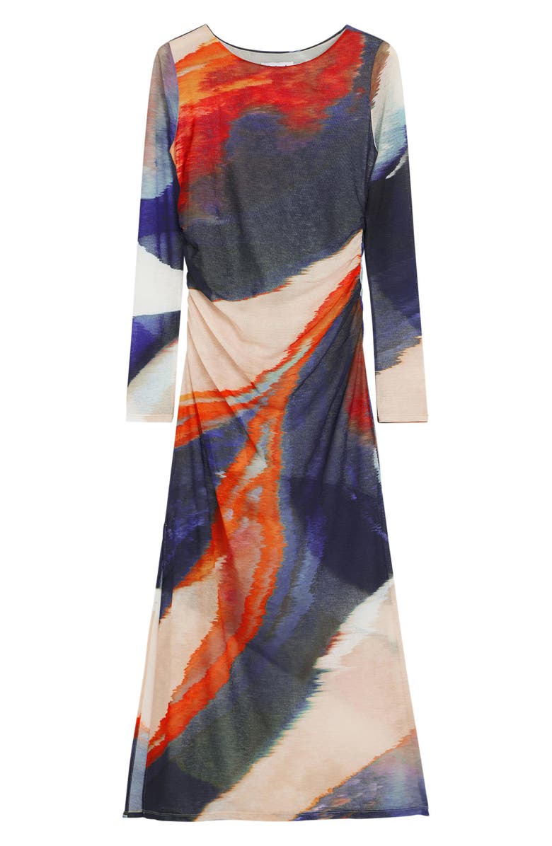 Desigual Long Sleeve Abstract Dress, Alternate, color, Orange Red