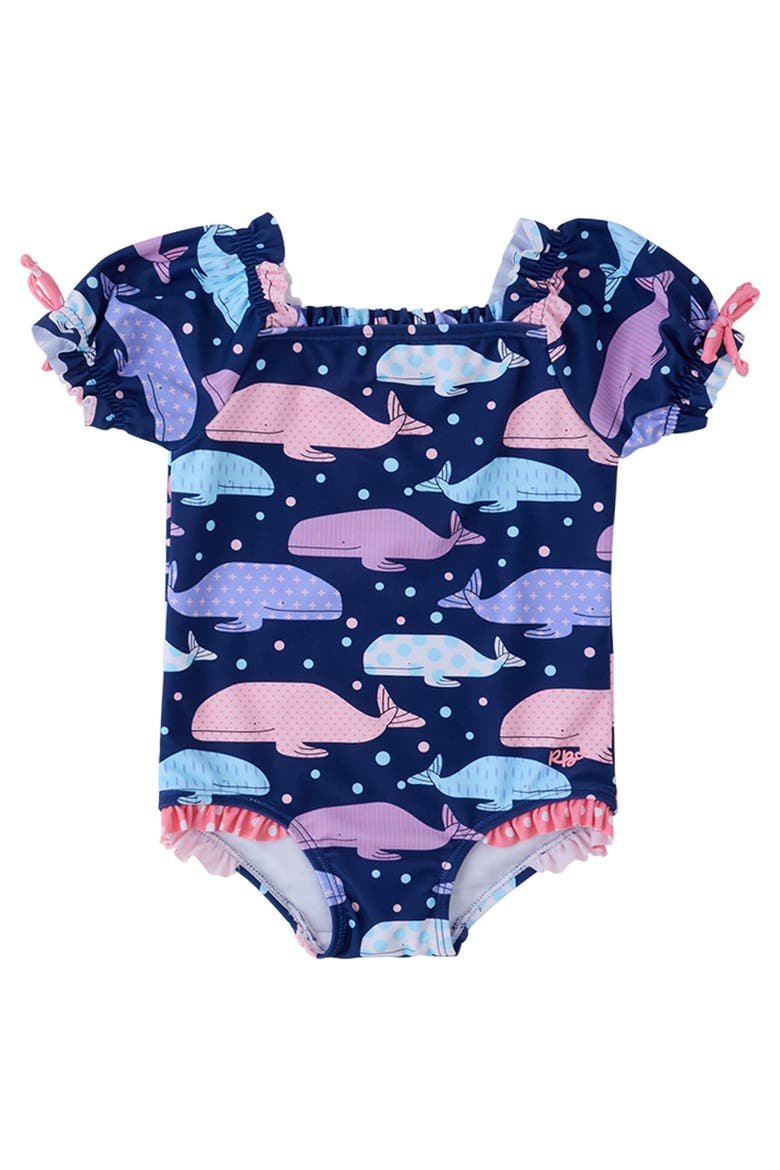 Upf50+ Puff Sleeve One Piece Swimsuit (toddler, Kids), Main, color, Whale Harbor